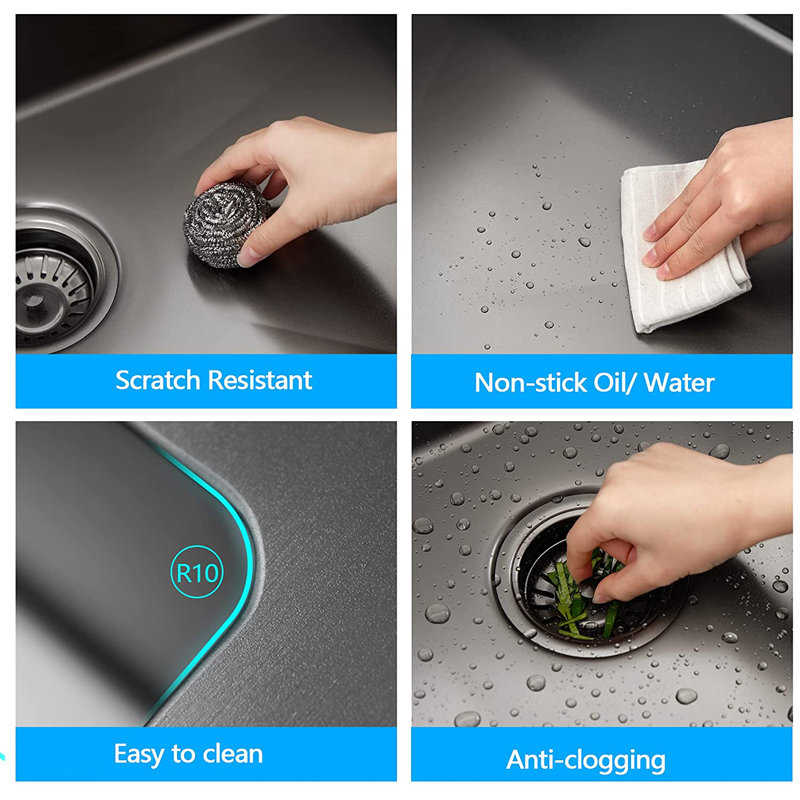 ALWEN 33" L x 22" W DropIn Kitchen Sink Workstation Black Sink Wayfair